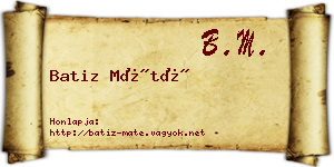 Batiz Máté névjegykártya